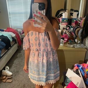 Socialite Pink and Blue Casual Dress